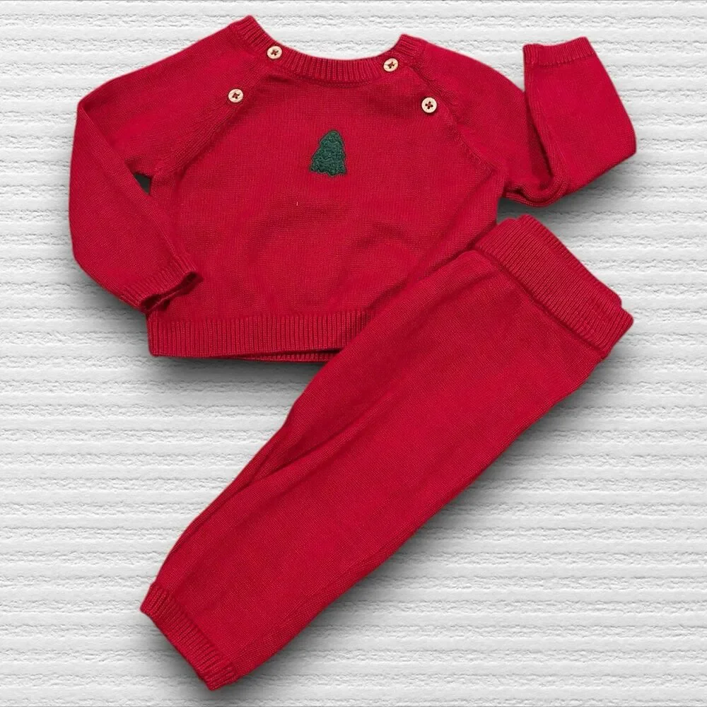 Carters Knit Christmas Set 6M Holiday Tree